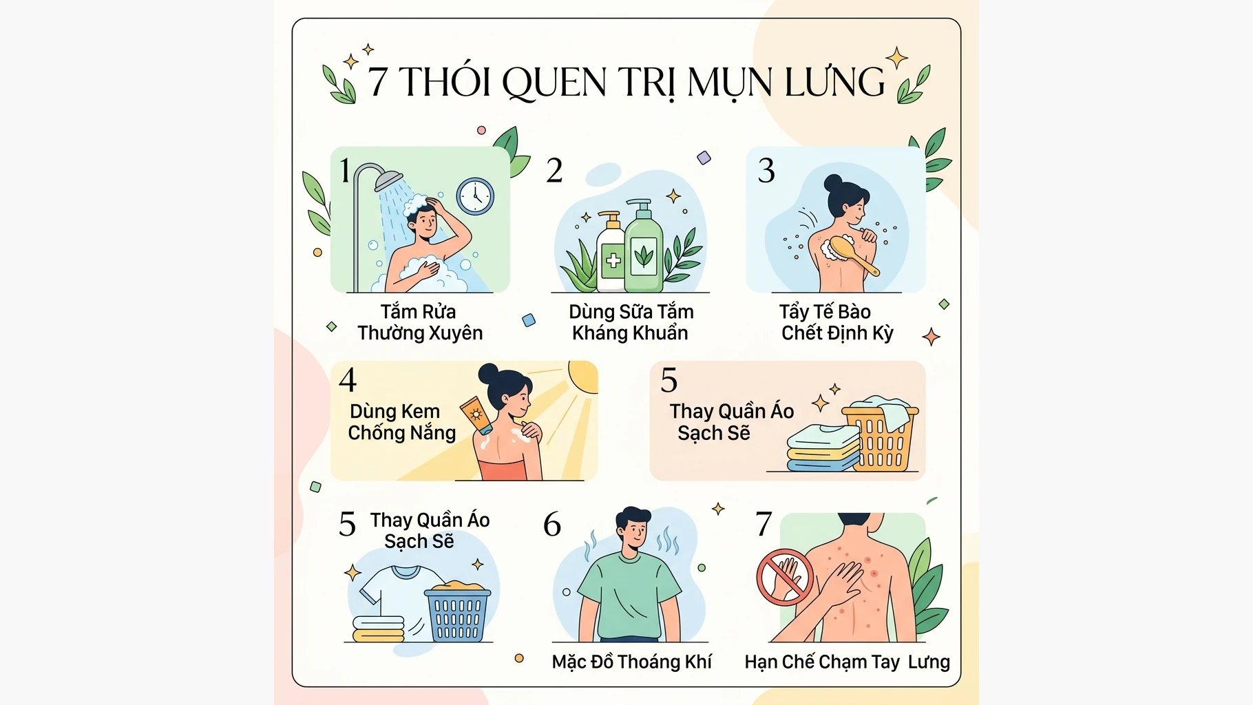7 thói quen ngăn ngừa mụn lưng hiệu quả mỗi ngày