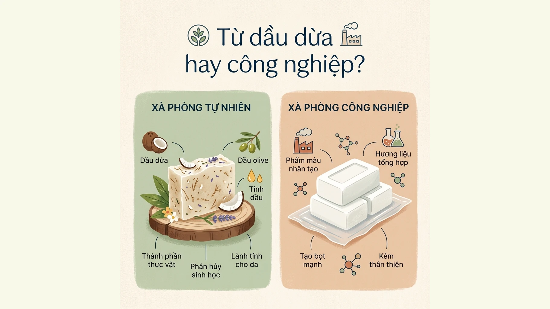 Xà phòng từ dầu khác gì so với xà phòng công nghiệp?